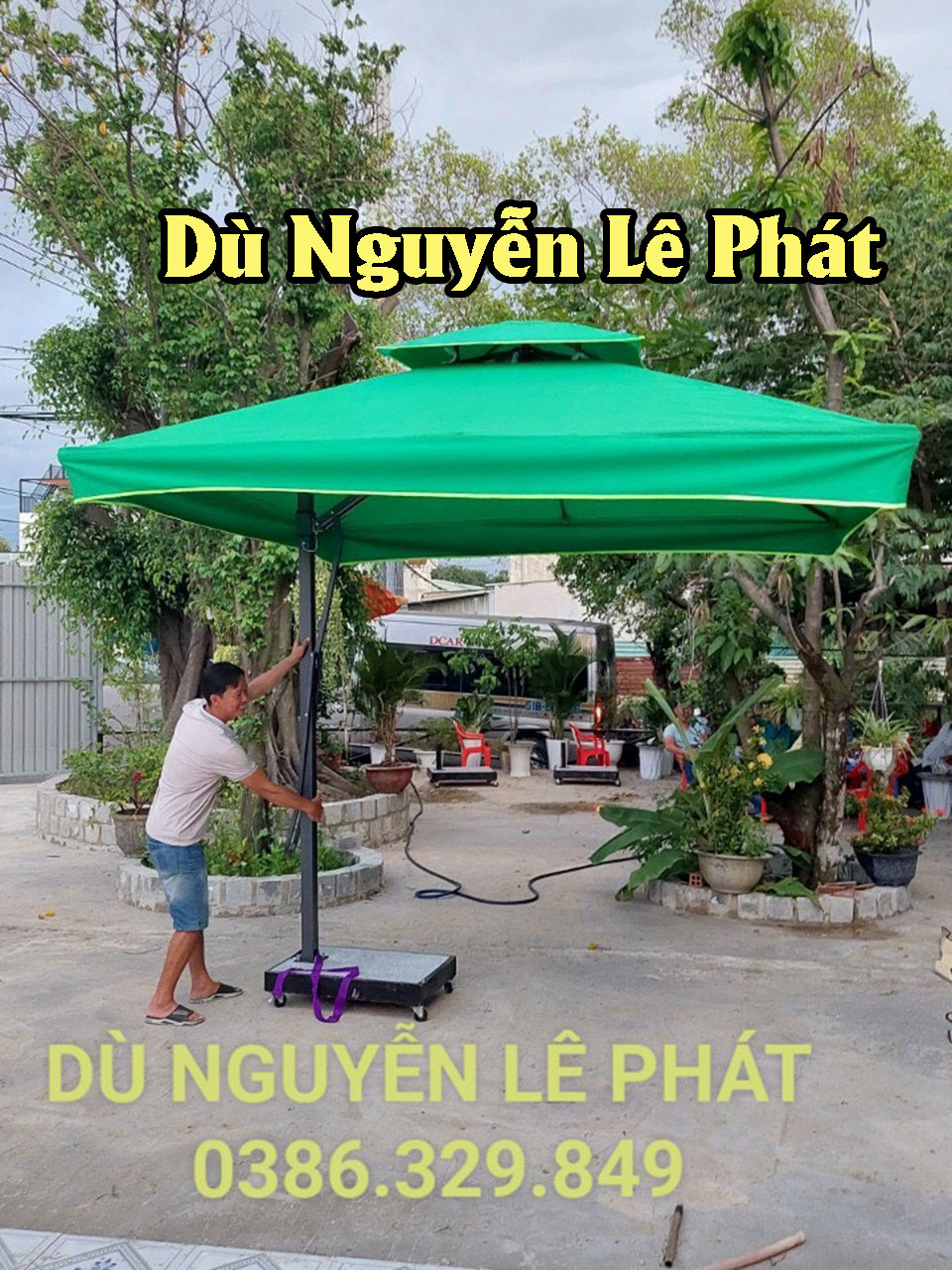 Thay Áo Vải Bạt Dù Che Nắng Mưa Ngoài Trời Giá Rẻ